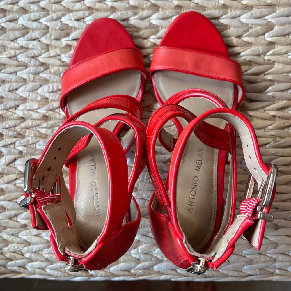 Coral/red Antonio Melani Strappy Heeled Sandals size 6.5 - Picture 4 of 6